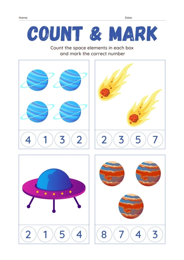 Count & Mark Numbers Worksheet