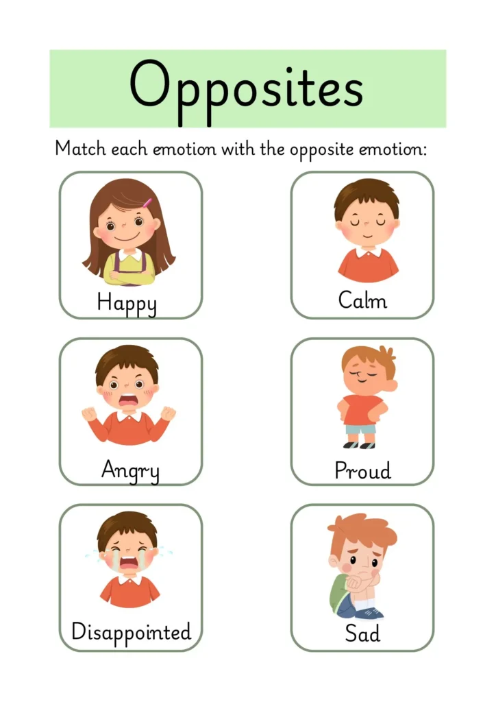 Opposite Emotion Worksheet Green Simple Style